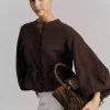 Ella & il Camille linen shirt dark brown