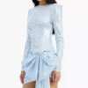 Rotate Sequins Bow Mini Dress Lysblå