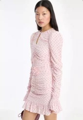 Rotate Mini Ruched Dress, rosa