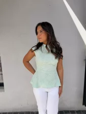 Rotate Flower mesh top mint grønn