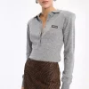 Rotate Wool Longsleeve Polo, grå