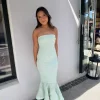 Rotate Flower mesh flounce dress mint grønn