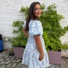 YasColea ss dress blå blomstrete