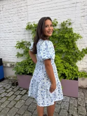 YasColea ss dress blå blomstrete
