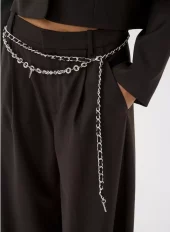 Gestuz Zinnia Chain belt sort/sølv