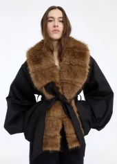 Rotate Faux fur collar jacket sort