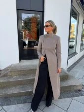 Ahlvar Leia wool coat beige og mørk grå