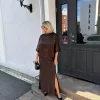 Ahlvar Tori satin tee dark brown