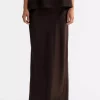 Ahlvar Hana long logo skirt dark brown