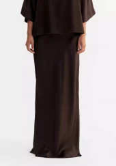 Ahlvar Hana long logo skirt dark brown