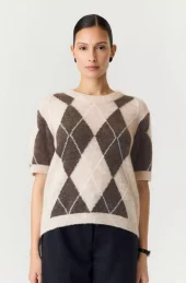 YAS Johi ss wool blend pullover beige