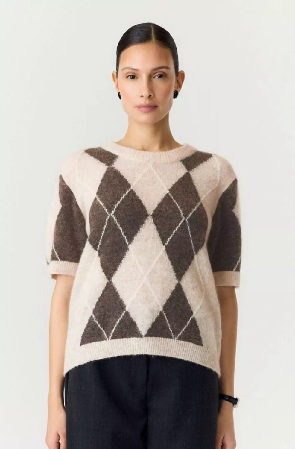 YAS Johi ss wool blend pullover beige