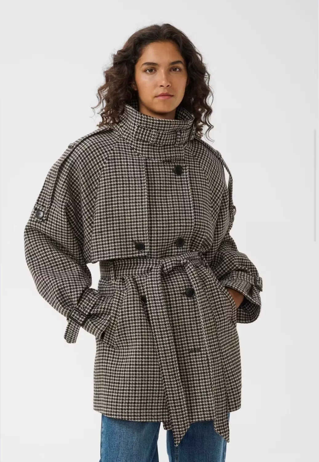 Gestuz Avic midi HT jacket brown/green houn