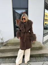 Ducie Marta Mongolian kåpe beige og brun