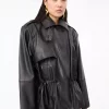 Rotate Peplum leather jacket black