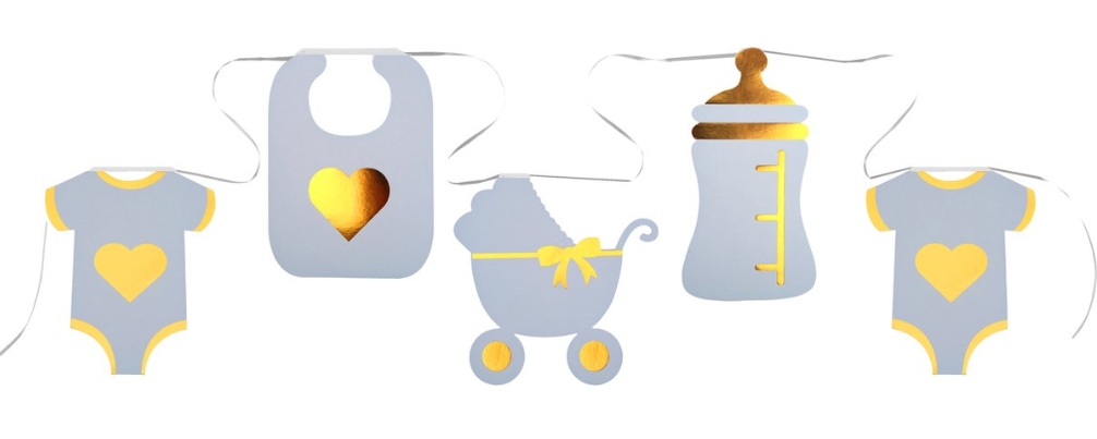 Babyshower blå girlander 5 meter