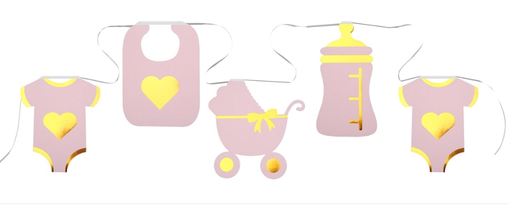 Babyshower rosa girlander 5 meter
