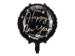 Folieballong svart/gull happy new year