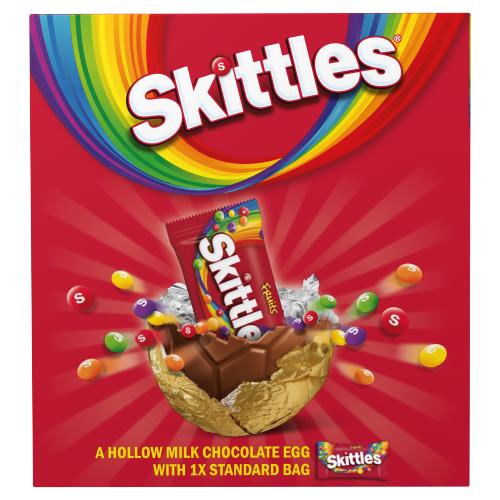 Skittles chewy fruit milk chocolate large easter egg 195g