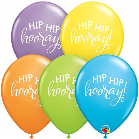 Hip hip hooray! ballonger ass.farger 6pk