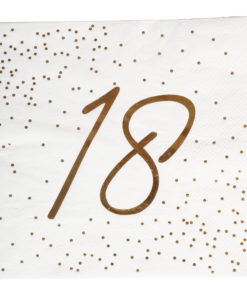 Servietter 18 år gull/hvit 16pk