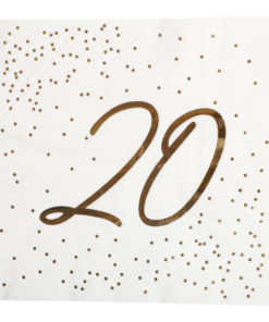 Servietter 20 år gull/hvit 16pk
