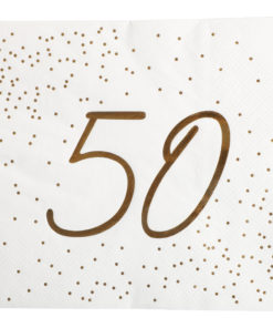Servietter 50 år gull/hvit 16pk