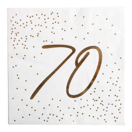 Servietter 70 år gull/hvitt 16pk