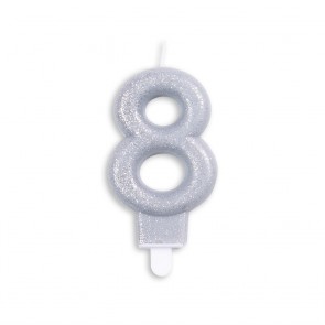 8 år kakelys glitter sølv
