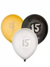 15 år golden ballonger 6 pk