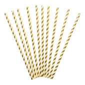 Papir-sugerør gullstriper 10pk