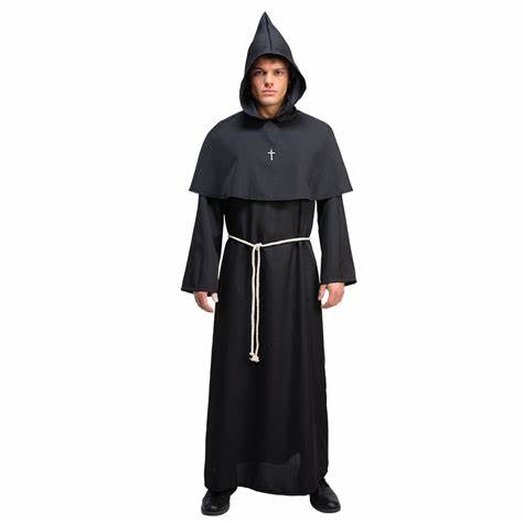 Medieval monk svart (plus size)