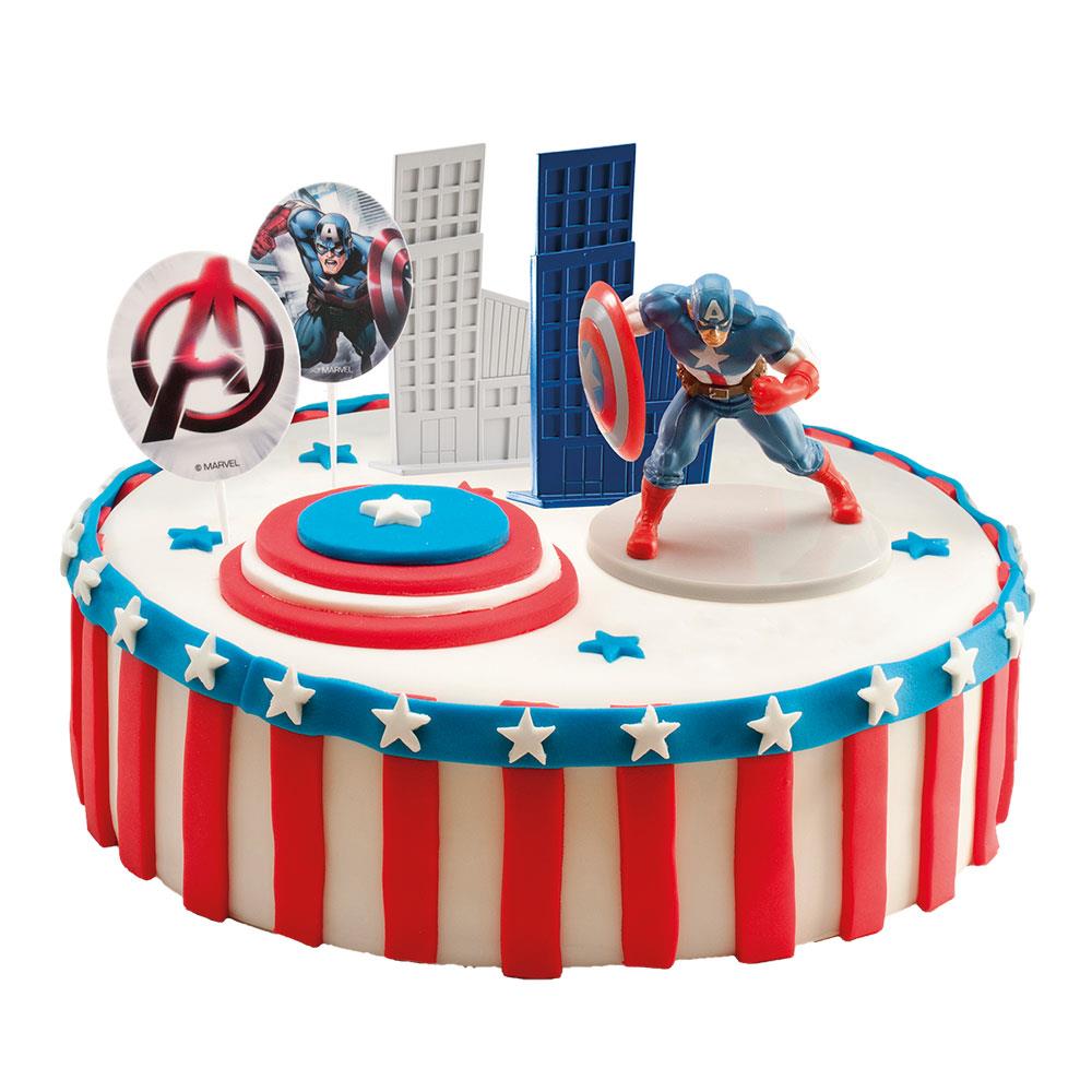 Captain America kakedekorasjon 5 deler