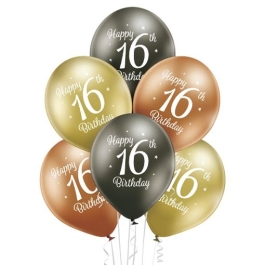 16th birthday glossy ballonger 6 pk