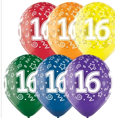 16th birthday transparente ballonger 6pk