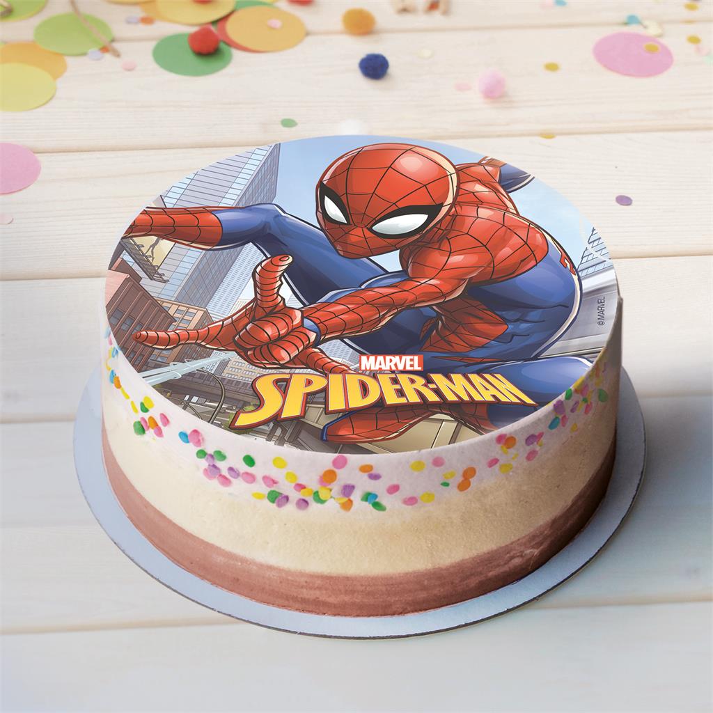 Spiderman spiselig kakeskilt 20 cm sukkerfritt