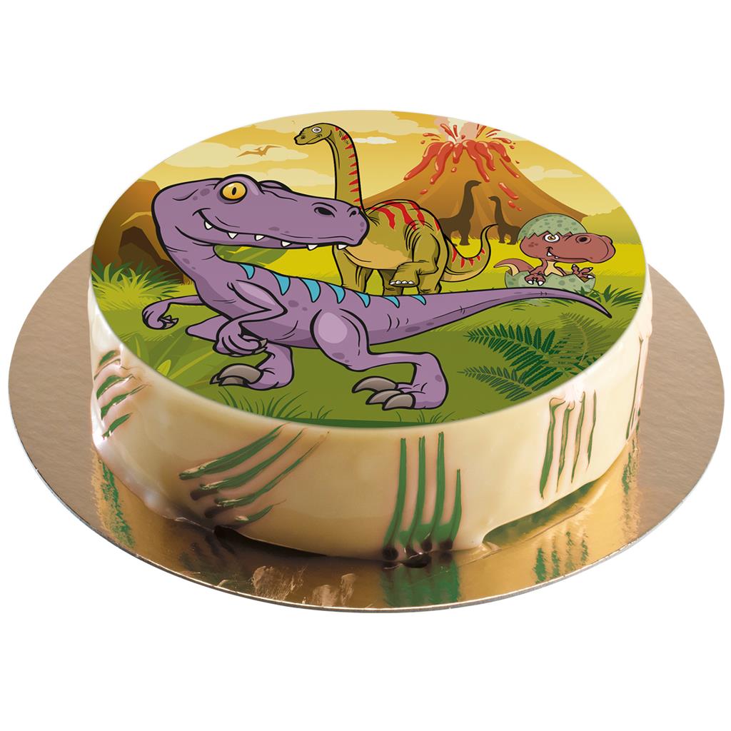 Lilla dinosaur spiselig kakeskilt 20 cm