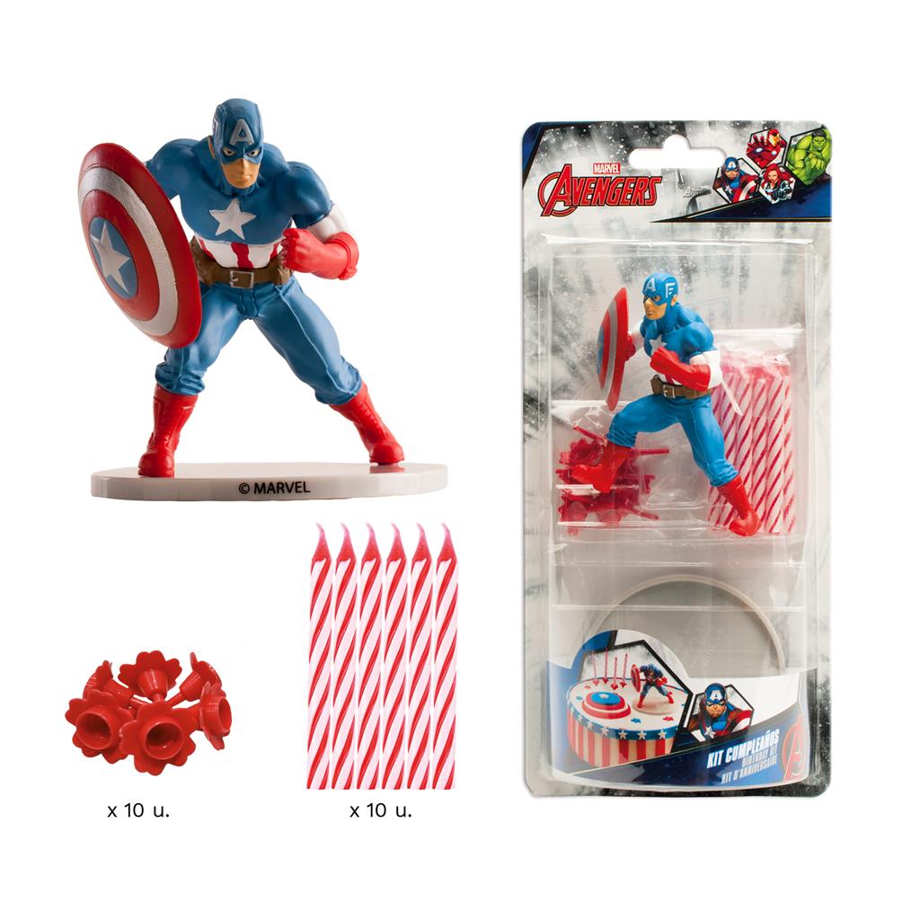 Captain America Kakefigur og 6 kakelys