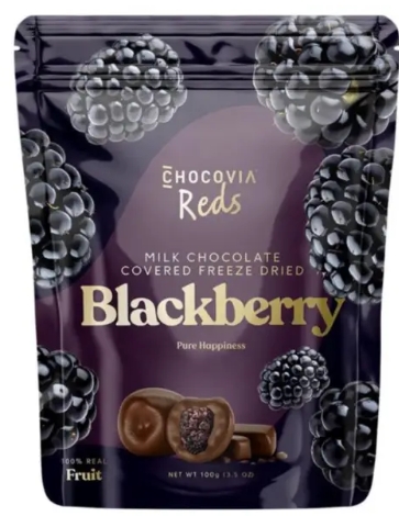 CHOCOVIA MILK CHOCOLATE COVERED FREEZE-DRIED BLACKBERRY 100g