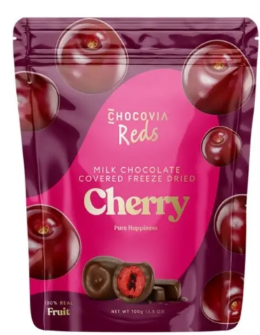 CHOCOVIA MILK CHOCOLATE COVERED FREEZE-DRIED CHERRY 100g