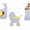 Metallic babyshower bunting blå