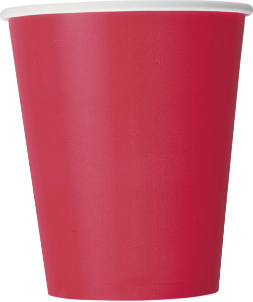 Pappkopper ensfarget rød 270ml 8pk