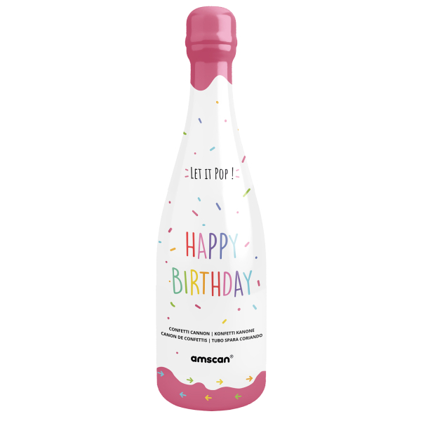 Confetti Bottle Multicolor Rectangular Paper 32cm Pink Bottle