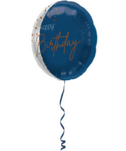 Folieballong see-thru blå Happy birthday