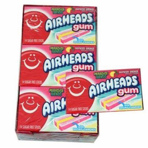 Airheads sugarfree gum raspberry lemonade