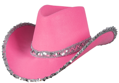 Cowboyhatt rosa glitter