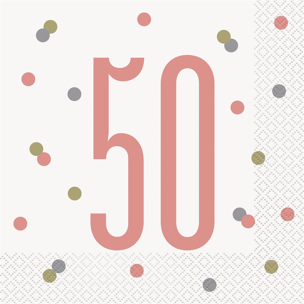 Servietter rosegull glitz 50 år
