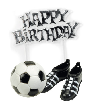 Fotball, støvler & Happy Birthday Kaketopp Sett