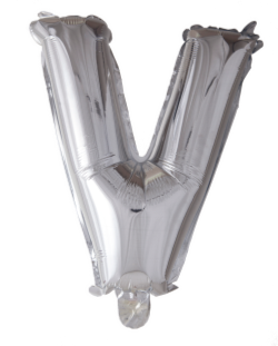 Bokstavballong- V sølv 41 cm
