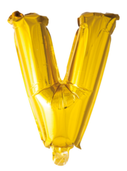 Bokstavballong- V gull 41 cm